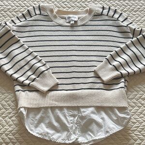 Striped Cream and Black Layered Sweater